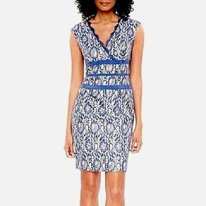 Simply Lilianna Gold and Blue Lace Dress